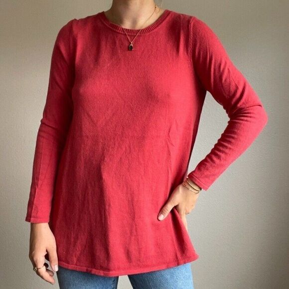Soft Surroundings Coral Pink Wool Alpaca Blend Scoop Neck Sweater Sz M - Picture 1 of 7